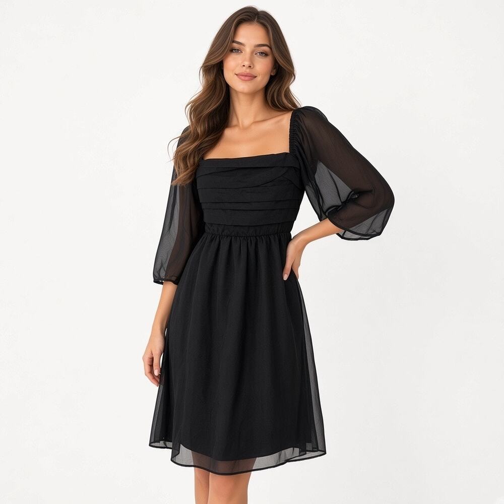Abercrombie & Fitch Black Whimsigoth Sheer Sleeve Mini Dress XL Tall Whimsigoth